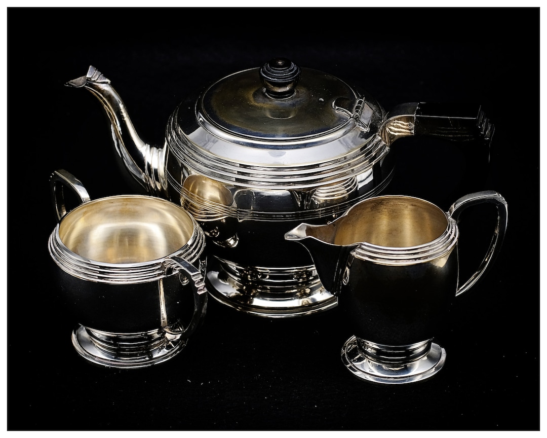 Art Deco Silver Plated Tea Set, Stylish Silver Plated Tea Set, Quality