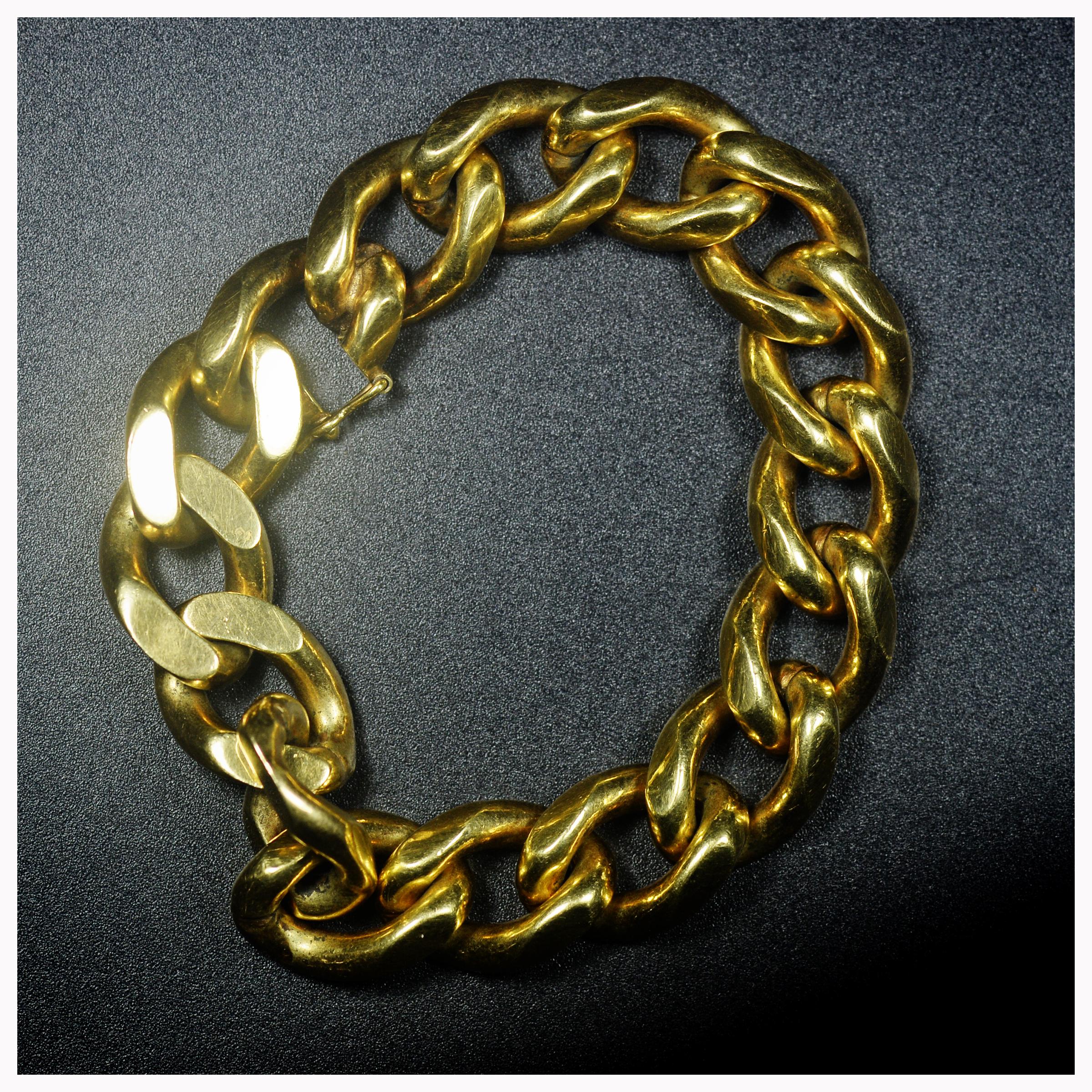Superbe Bracelet Gourmette Argent Massif Poinçons Crabes Vintage 06 Wp