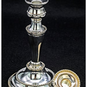 Vintage Silver Plated Beaded Candle Holder Candlestick, Elegant Classic Decor Piece