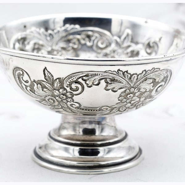 Antique Silver Plated Compote Pedestal Bowl/Rose Bowl/Fruit Bowl/Late 19th Century Repousse Bowl