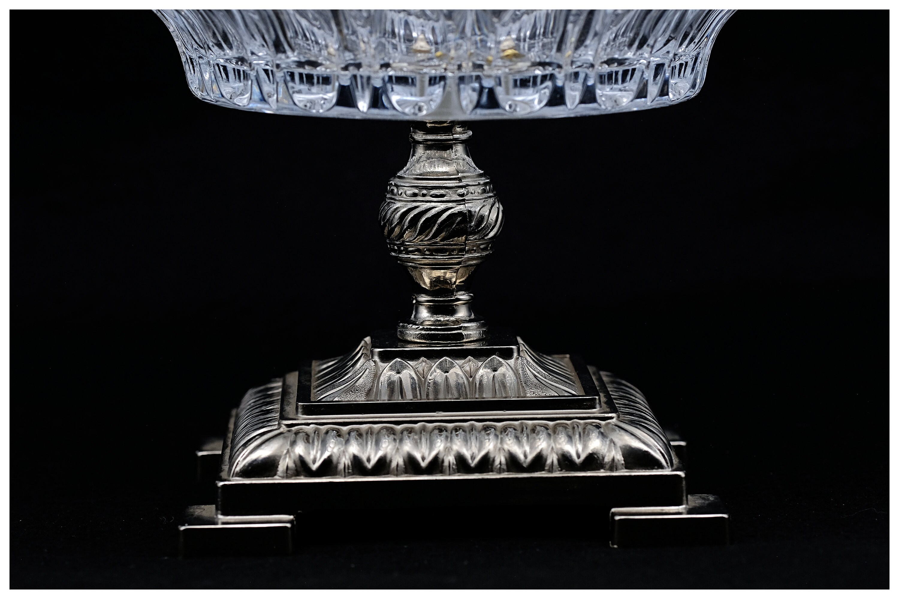 アンティーク　骨董品　コンポート　クリスタルカットガラスボウル ヴィンテージ クリスタル クリスラカット クリスタル コンポートボウル