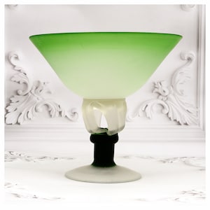 Large Art Deco Czech Kralik Handblown Frosted Glass Pedestal Centrepiece Pontil Mark