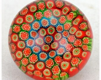 Murano Italian Millefiori Glass Paperweight 7 cms Diameter, Collectible Venetian Glass