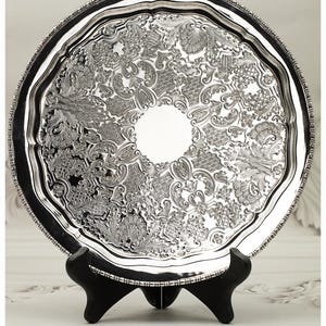 Bandeja vintage plateada de Sheffield: diseño de huevo y cuentas de Cooper Brothers