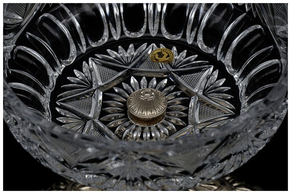 アンティーク　骨董品　コンポート　クリスタルカットガラスボウル ヴィンテージ クリスタル クリスラカット クリスタル コンポートボウル