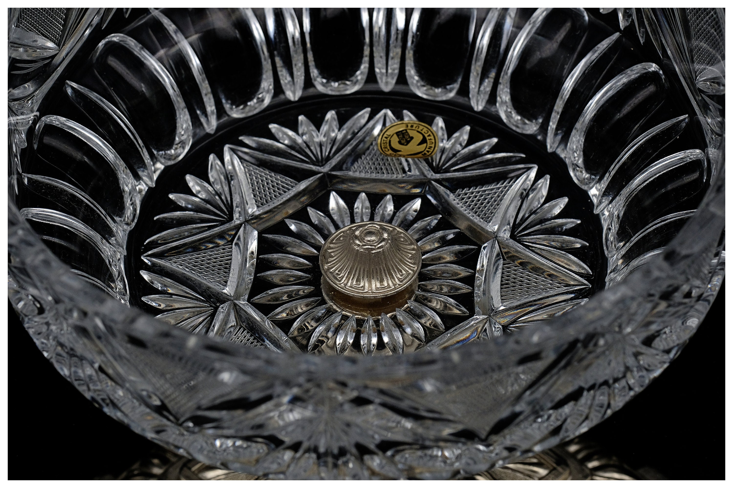 ヴィンテージ クリスタル クリスラカット クリスタル コンポートボウル