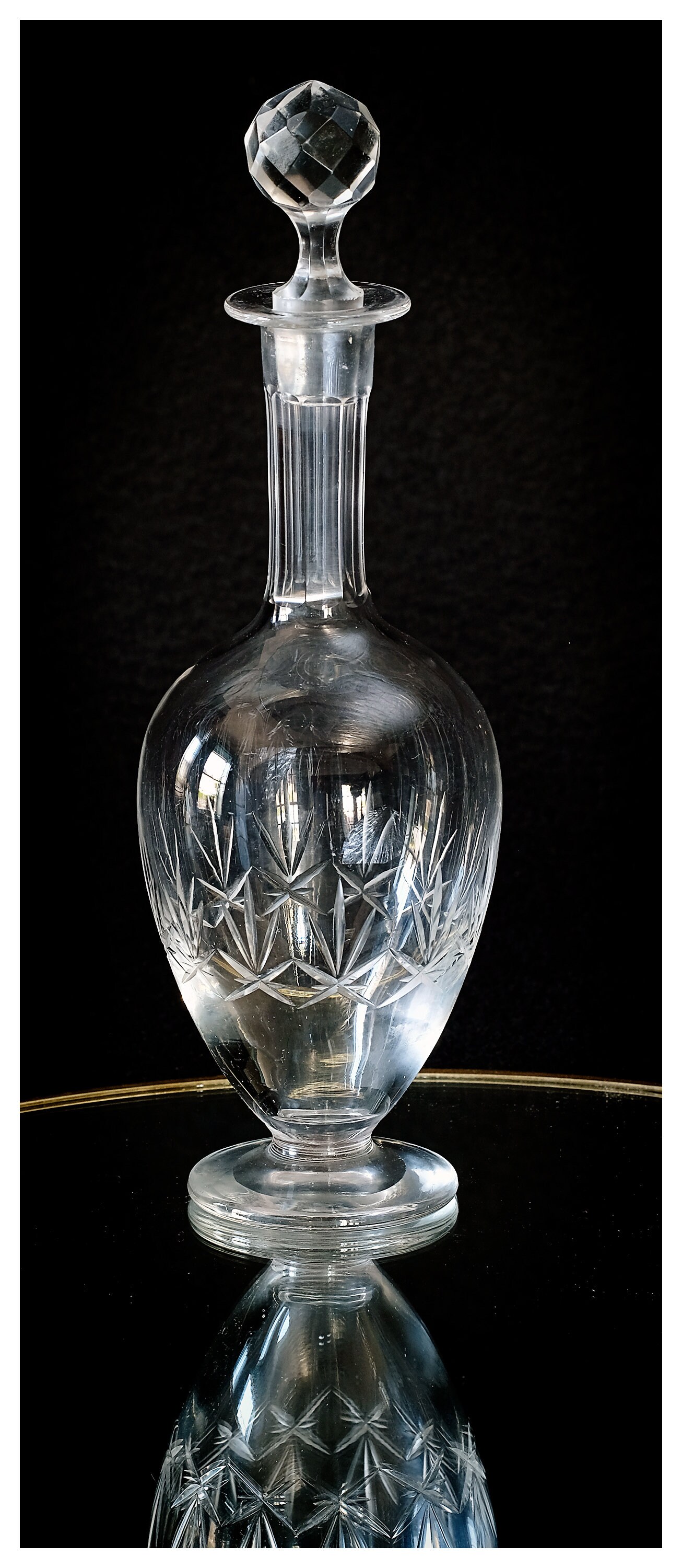 Petite Carafe Ancienne En Cristal Avec Bouchon – État Excellent