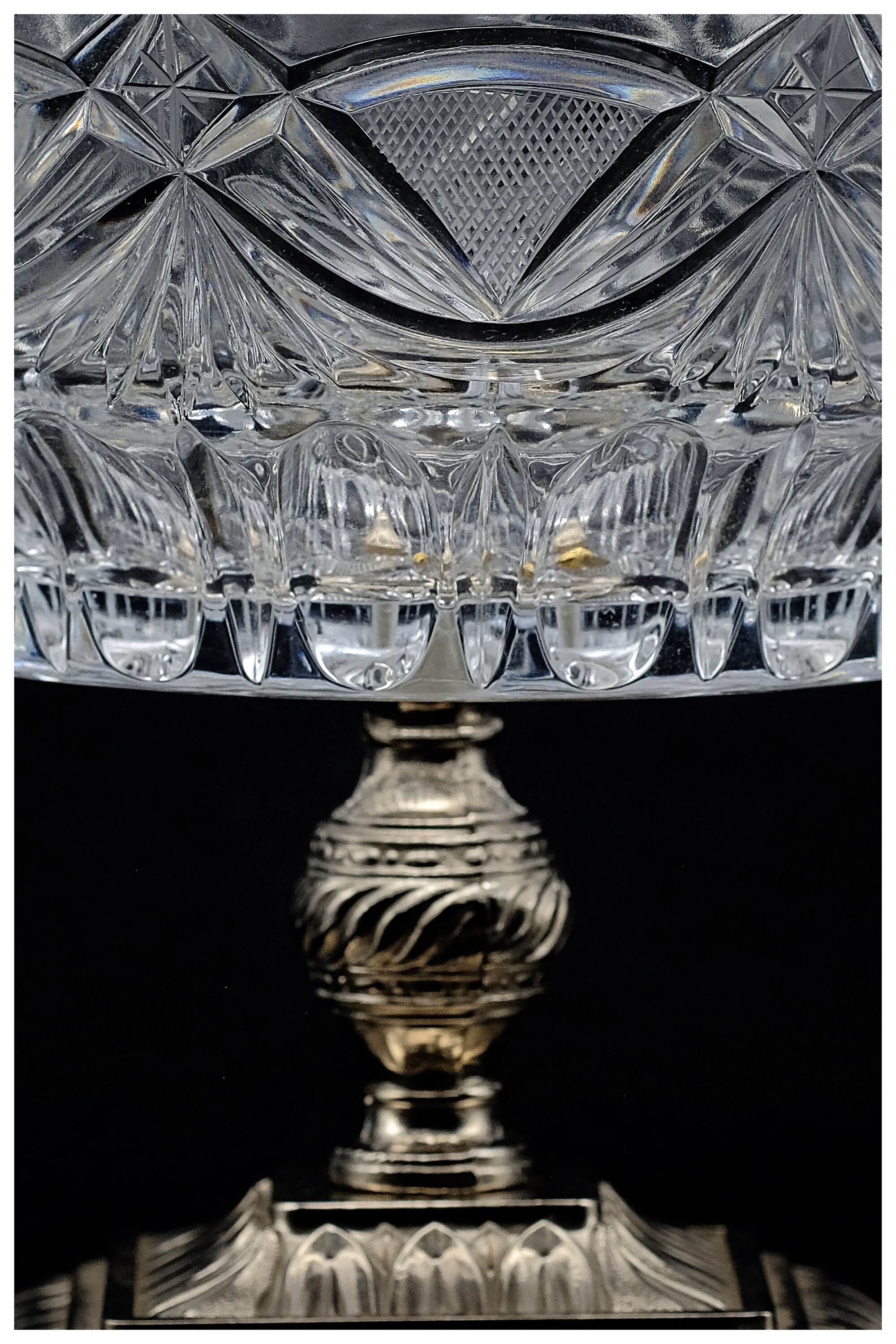 ヴィンテージ クリスタル クリスラカット クリスタル コンポートボウル