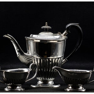 Sheffield EHP Silver Plated Coffee Set Three Pce, Art Deco Style Coffee |Set. legant Afternoon Tea Ware