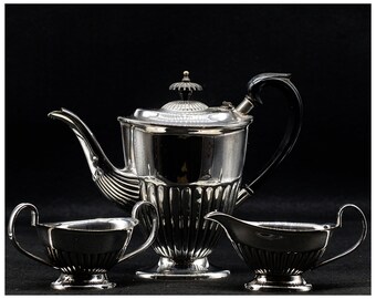 Sheffield EHP Silver Plated Coffee Set Three Pce, Art Deco Style Coffee |Set. legant Afternoon Tea Ware