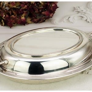 Stunning Art Deco Oval Silver Plated Lidded Entree Serving Dish, Elegant Serving Holloware, Art Deco Era Serving Piece