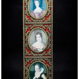 Viktorianische Art Cameo Oval Lady Portrait Bilder In dekorativen Messing-Scrolling-Rahmen, viktorianisches Dekor Wandtafel