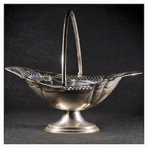 Antique Art Deco Silver Plated Brides Basket