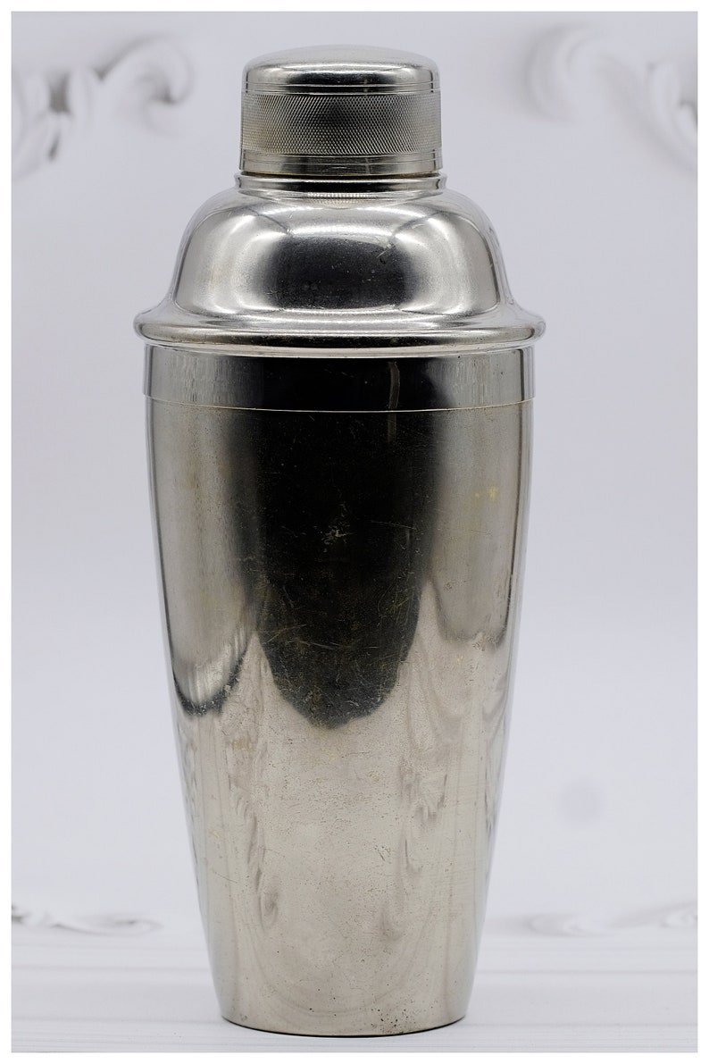 Art Deco Silver Plated Cocktail Shaker By Universal, Antique Art Deco Barware, Three Piece Cocktail Shaker image 1