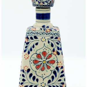 Handgeschilderde Mexicaanse keramische tequila-karaffles - ambachtelijk, traditionele Mexicaanse talavera-keramische karaf, MJL Mexico-fles