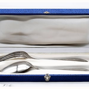 Antique Silver Serving Set/Christening Set Made In France Original Presentation Box Marked 84