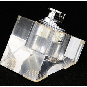 Vintage Retro Italian Lucite Table Lighter, Design Modernist Lucite Chrome Table Lighter, Mid Century Tobacciana