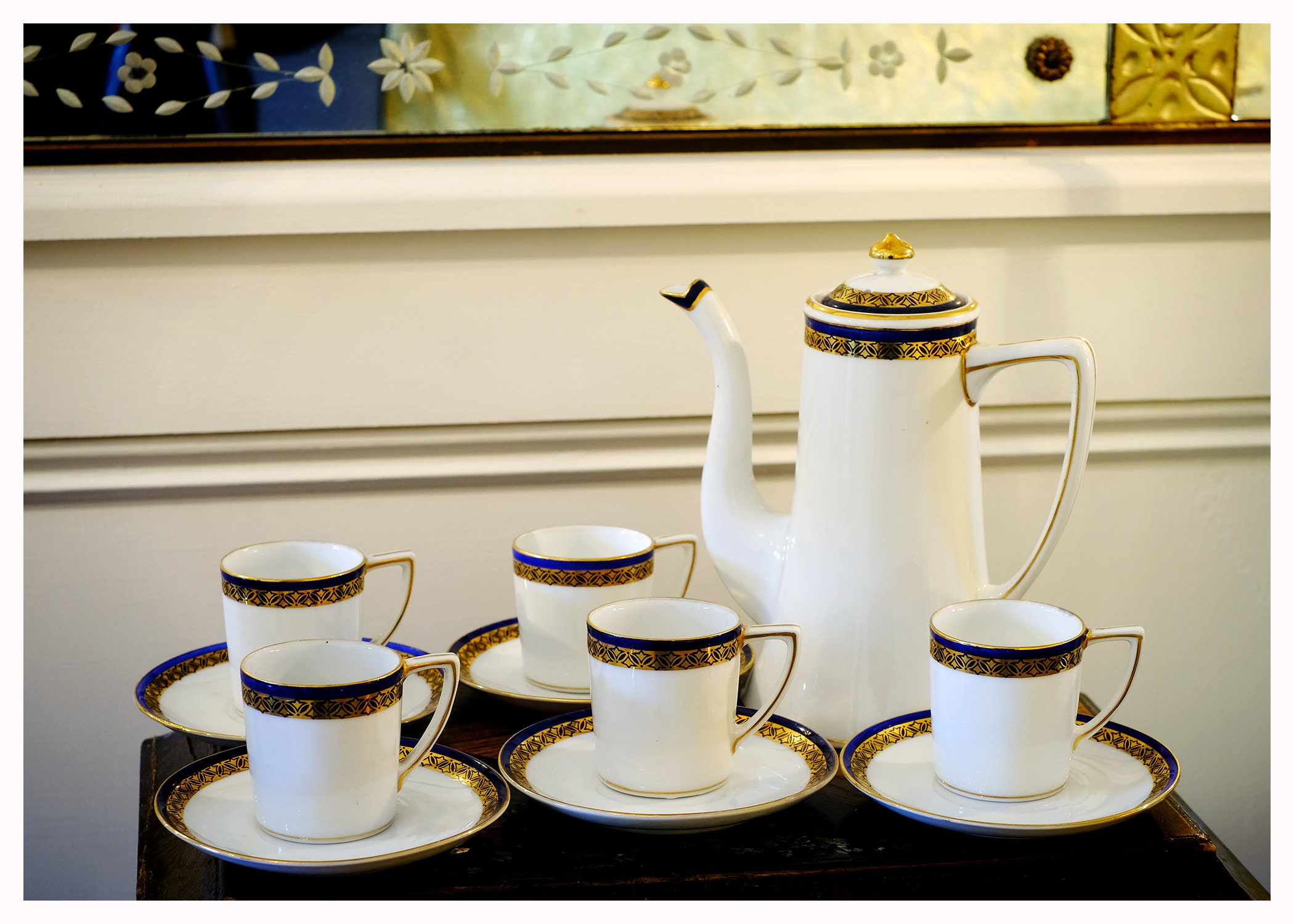 Vintage Art Deco Kokura Noritake Japanese Coffee Set 