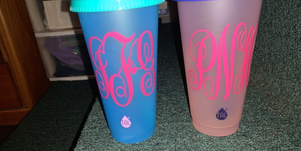24 Oz Color changing Tumbler & Straw Set Etsy