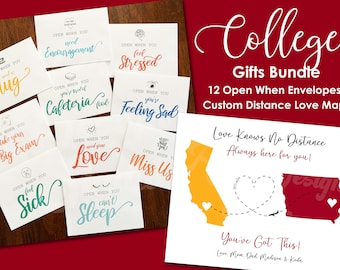College Gift Bundle – Open When Envelopes, Custom State Map Print Grad Gift 2026