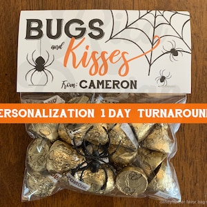 Personalized Halloween Treat Tags Bugs and Kisses Gift Tags Trick Or Treat Favor Tags Costume Party Birthday Party Download