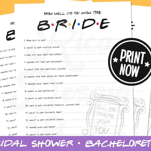 Bridal Shower Game | How Well Do You Know The Bride | Friends Bachelorette Engagement Wedding Party Game PDF