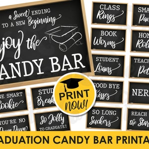 Graduation Candy Bar Signs Printable - 2024 Grad Party decoration for candy favor table - Class Home Party- INSTANT DOWNLOAD PDF