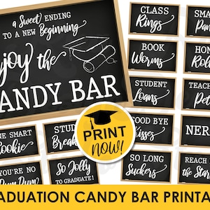 Graduation Candy Bar Schilder zum Ausdrucken - 2024 Grad Partydekoration für Süßigkeiten Tisch - Abschlussfeier Party - INSTANT DOWNLOAD PDF
