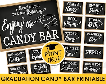 Graduation Candy Bar Signs Printable - 2024 Grad Party decoration for candy favor table - Class Home Party- INSTANT DOWNLOAD PDF
