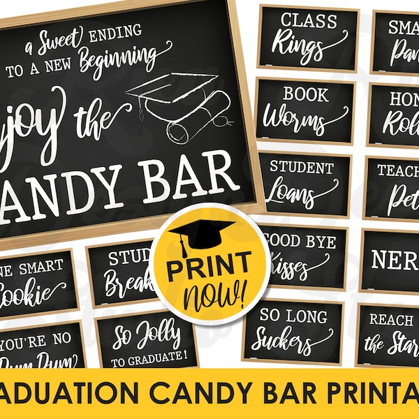 Graduation Candy Bar Signs Printable - 2024 Grad Party decoration for candy favor table - Class Home Party- INSTANT DOWNLOAD PDF