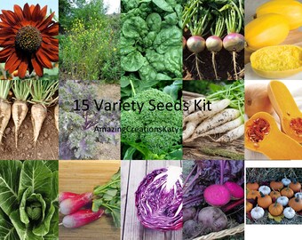Heirloom Fall Garden Seeds Kit/ 15 variety Seeds Kit/ Self Sufficient Seeds kit #3
