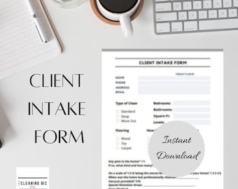 Client Intake Form For Cleaning Business - House Cleaning New Client - Cleaning Lady - Housecleaner Forms - Housekeeping - Housecleaning