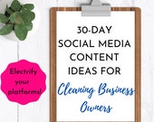 30 Day Social Media Content for Cleaning Business - Content Planner - Social Planner - Content Plan - Social Media Ideas - digital download