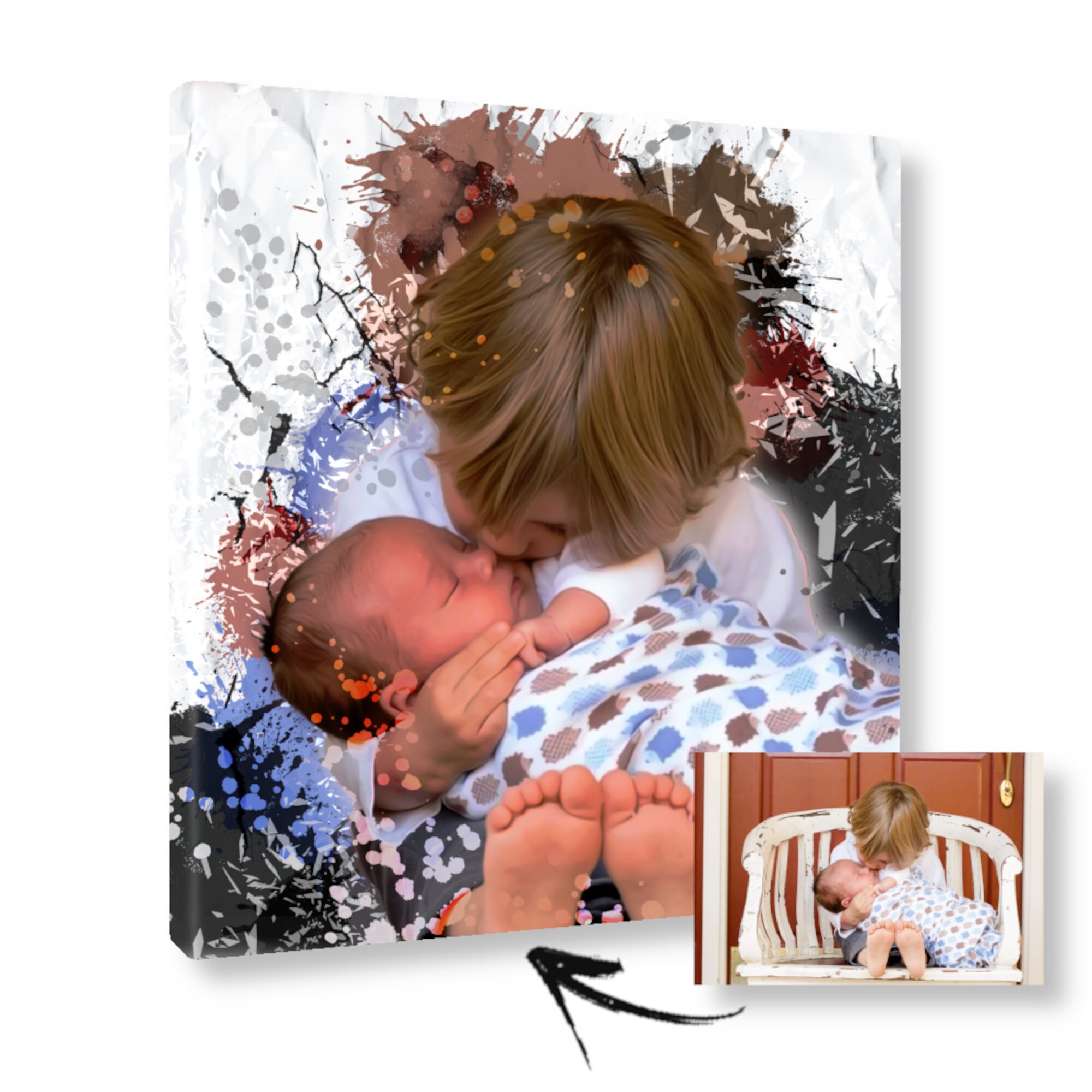 Portrait Personnalisé, Tableau Photo, Cadre, Support Japonais, Famille, Couple, Enfant, Animaux, Mar