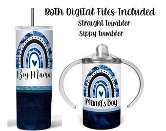 Boy Mama, Mama's Boy Tumbler Wrap Set Sippy Wrap PNG Digital Download for Sublimation (STRAIGHT)