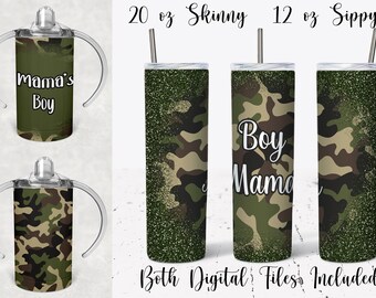 Boy Mama, Mama's Boy Tumbler Wrap Set Sippy Wrap PNG Digital Download for Sublimation (STRAIGHT)