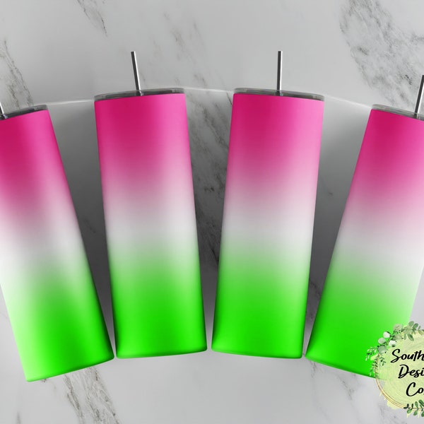 Pink Green and White Ombre Tumbler Wrap PNG Digital Download for Sublimation (STRAIGHT)
