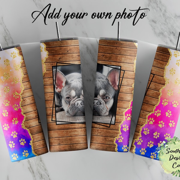 Custom Photo Pet | Dog Photo | Cat Photo | Animal Paw Print  20oz Tumbler Wrap | PNG | Digital Download for Sublimation | STRAIGHT