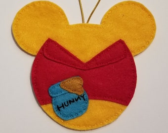 Pooh Bear Ornament/ Christmas Decor/ Felt Ornament