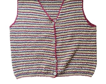 Vintage Croquet Club Medium Stripes Knit Cardigan Vest