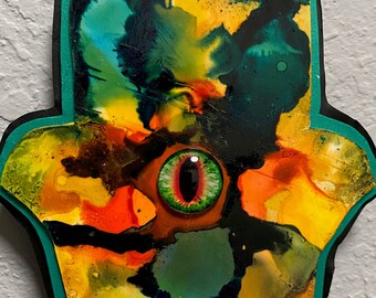 Color Fun Hamsa, protection, evil eye, spirituality, artistic hamsa, Judaica, Mediterranean