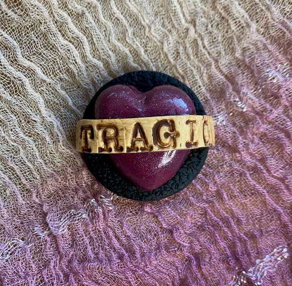 Tragic Love Pin, Polymer Clay, Statement Jewelry, Valentines Day