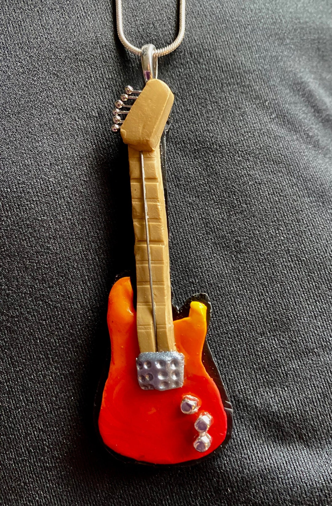 Guitar Necklace, Polymer Clay, Rock and Roll Etsy