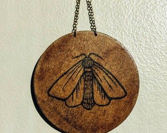 wall hanging • linocut moth • wood wall art