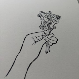 linocut print • wildflower bouquet • 5x7 • handprinted