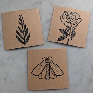 bundle • mini linocut prints • 3x3 • handprinted