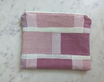 upcycled zipper pouch • medium • woven cotton and canvas