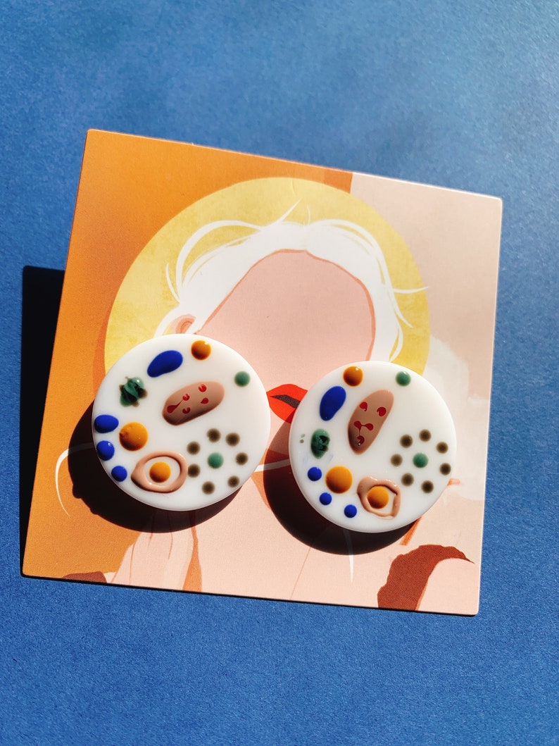 Simple Style Stud Earring Earrings Stud Earrings Big Earrings Resin Earrings Circle Earrings Aesthetic Earrings. Art Painting