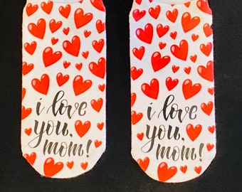 I Love You Mom Adult Socks