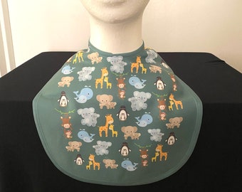 Baby Animals Baby Bib - Soft Fleece, Velcro, No-Tie